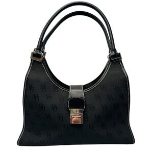 Dooney & Bourke Signature Monogram LOGO Black Double Handle Shoulder Bag Y2K